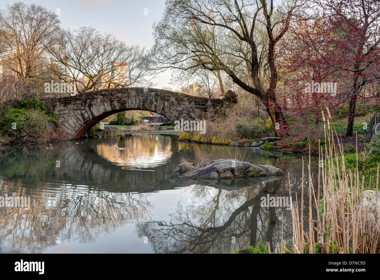 Gapstow bridge a inizio primavera del Central Park di New York City Foto Stock