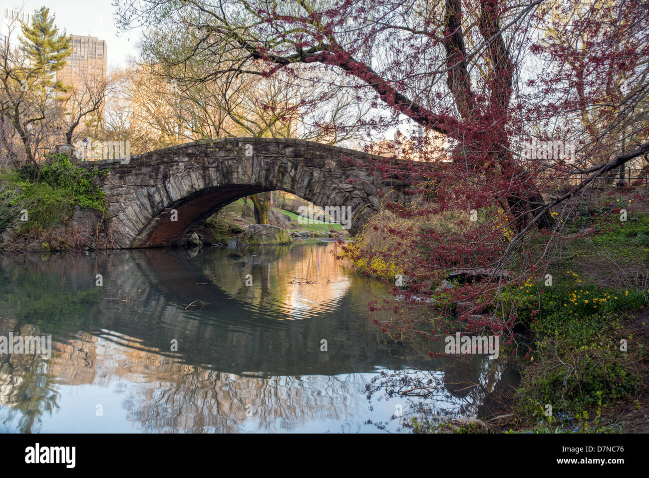 Gapstow bridge a inizio primavera del Central Park di New York City Foto Stock