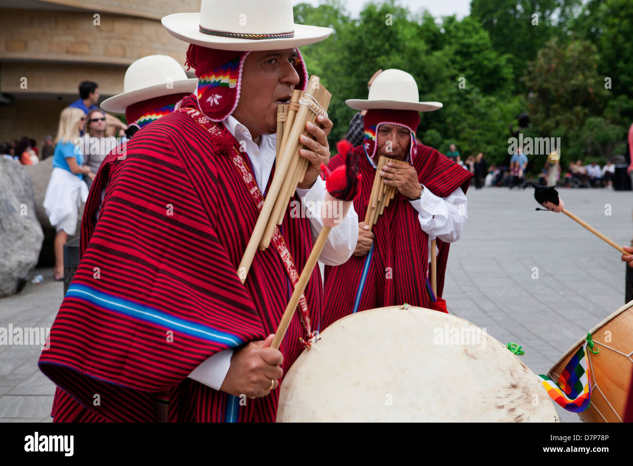 Tradizionale boliviano flauto di pan giocatori Foto Stock