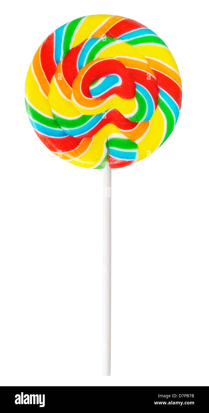 Grande lollipop su stick, isolato su bianco Foto Stock