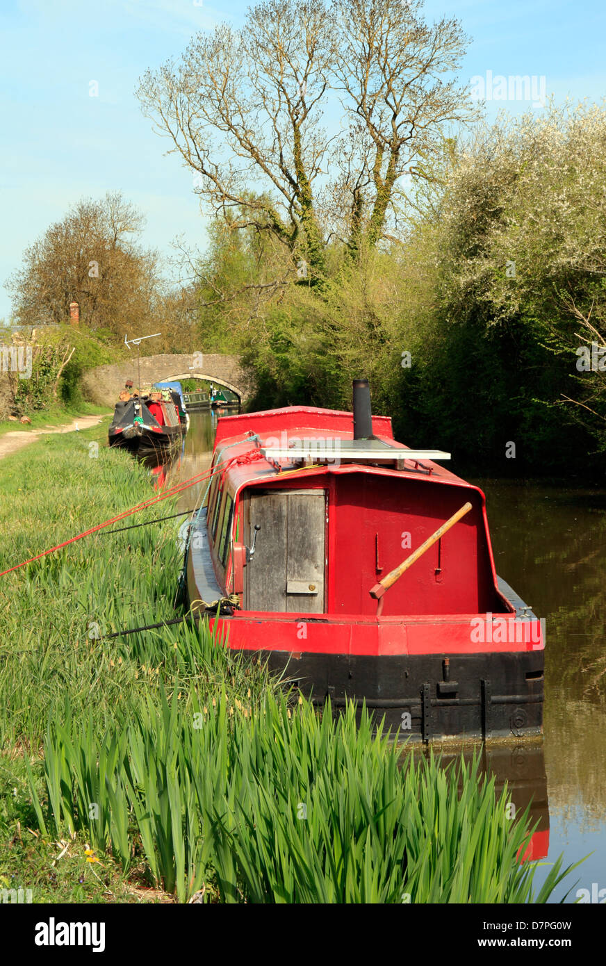 Narrowboats sulla Oxford Canal a Shipton su Cherwell in Oxfordshire Foto Stock