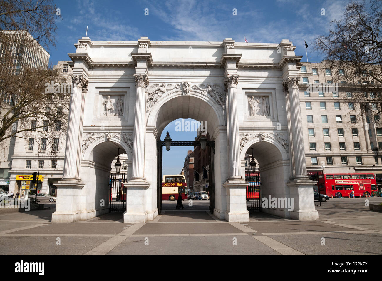 Marble Arch, central London city centre, London W1, England Regno Unito Foto Stock