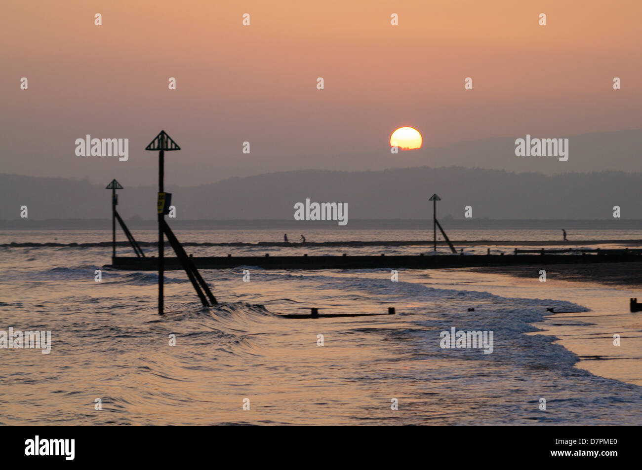 Tramonto sulla spiaggia a Exmouth. Foto Stock