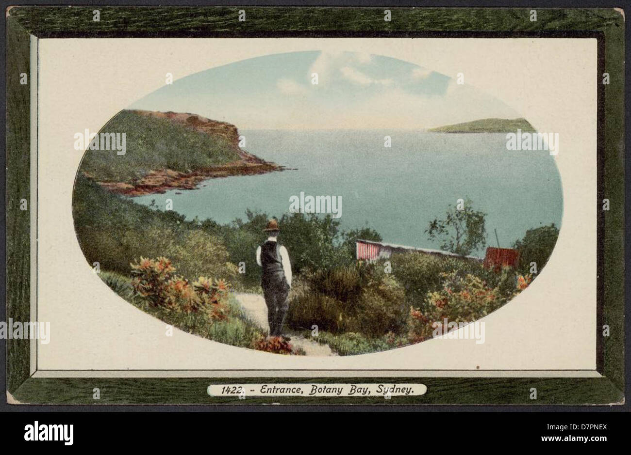 Questo manufatto storico del Powerhouse Museum raffigura la prima storia australiana, concentrandosi in particolare sulla Botany Bay a Sydney. Il pezzo cattura l'importanza della baia durante l'era coloniale e il suo ruolo nello sviluppo dell'Australia. Foto Stock