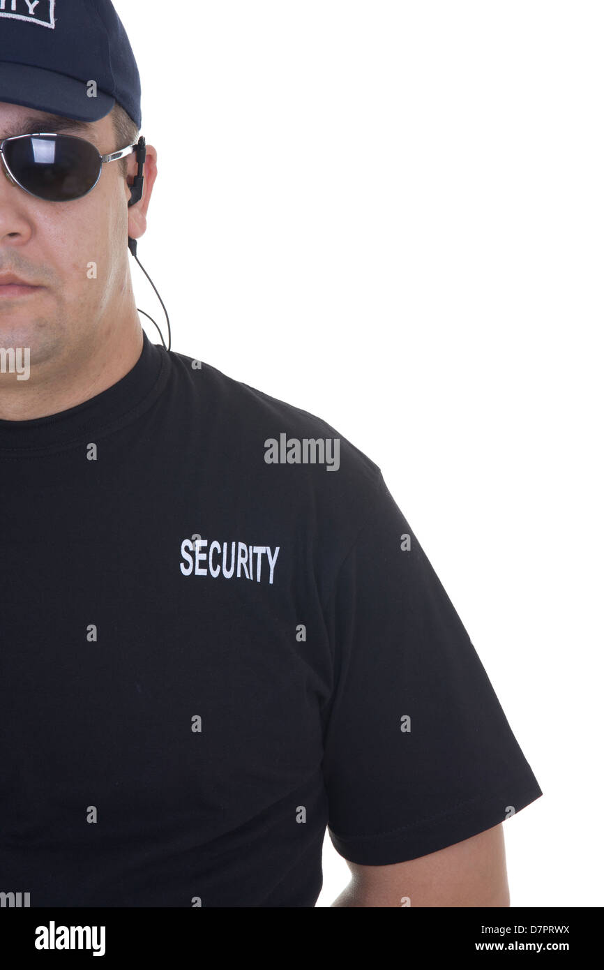 La guardia di sicurezza isolato su bianco Foto Stock