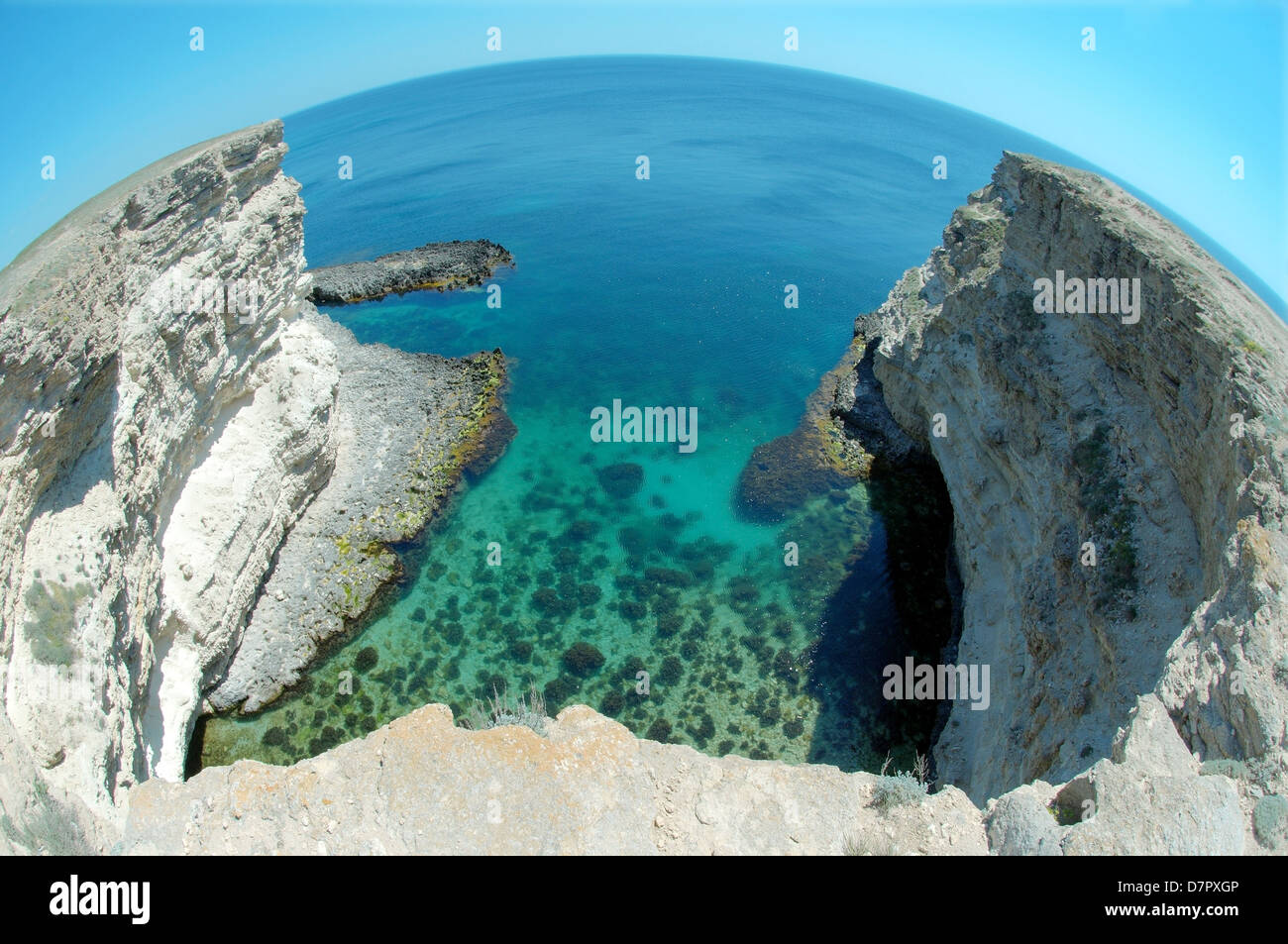 La costa della penisola, Tarhankut, Tarhan Qut, Crimea, Ucraina, Europa orientale Foto Stock