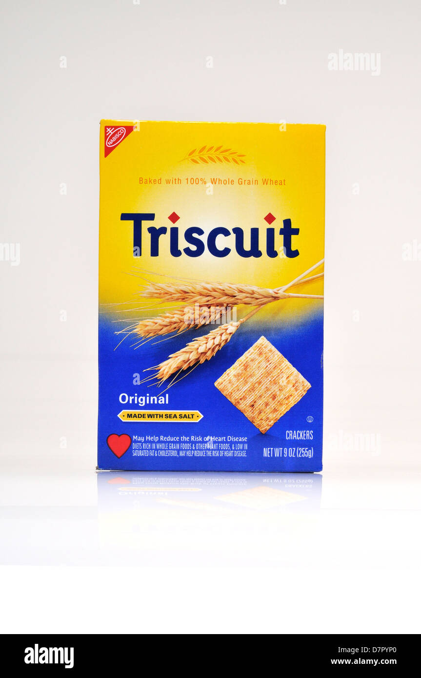 Scatola di Nabisco Triscuit cracker su sfondo bianco ritaglio. Stati Uniti d'America Foto Stock