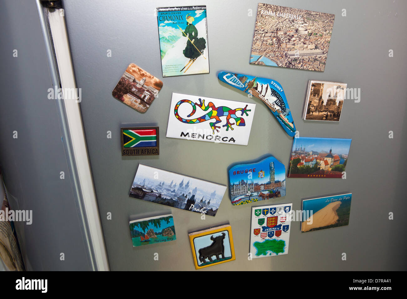 Travel magneti per il frigo Foto Stock