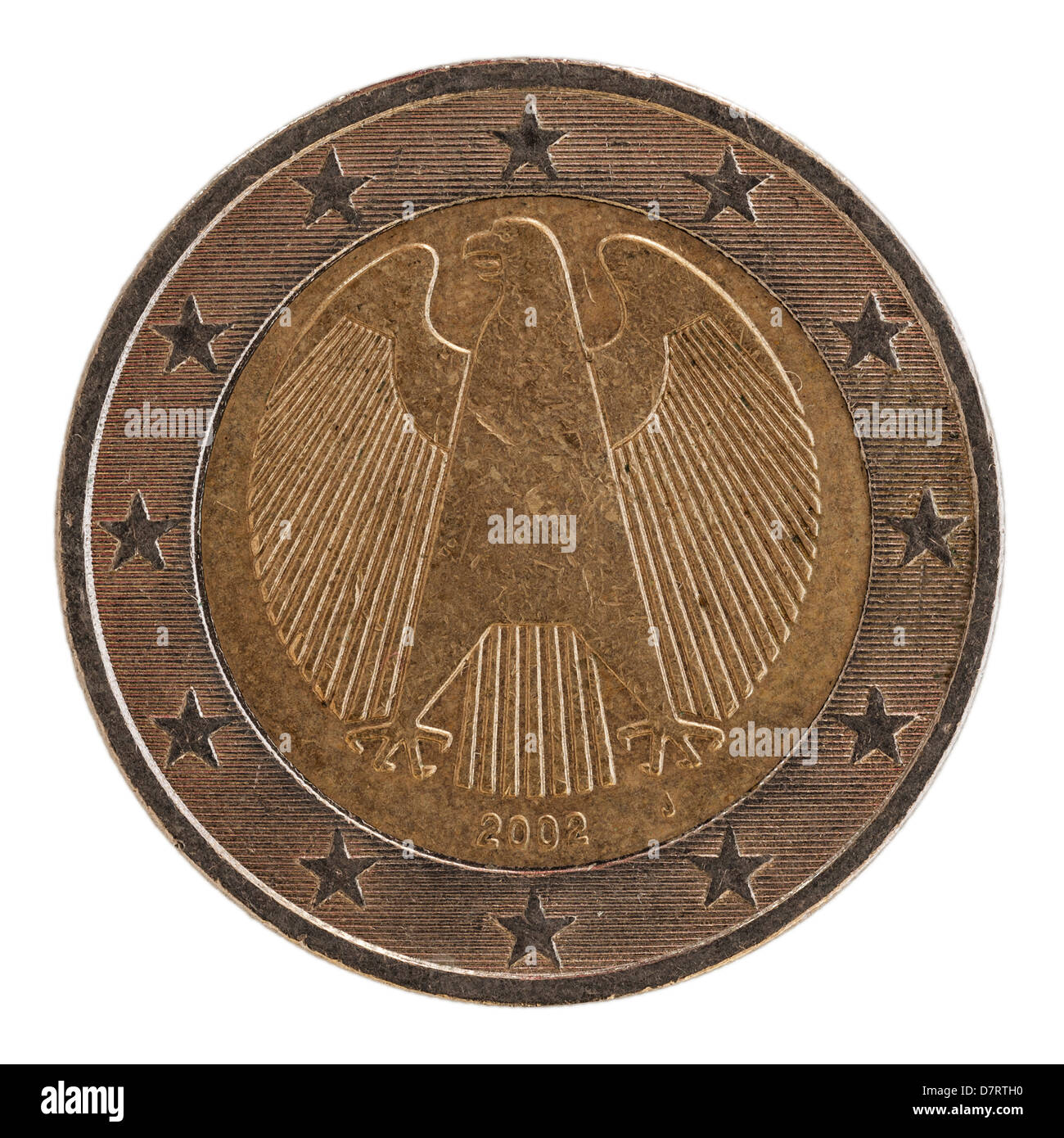 Un Spagnolo a 2 euro moneta su sfondo bianco Foto Stock