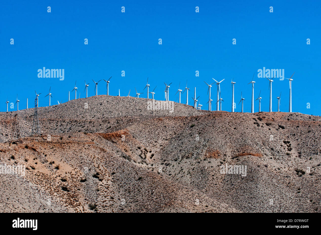 Fattorie eoliche sulla Interstate 10, vicino a Palm Springs, California. Foto Stock
