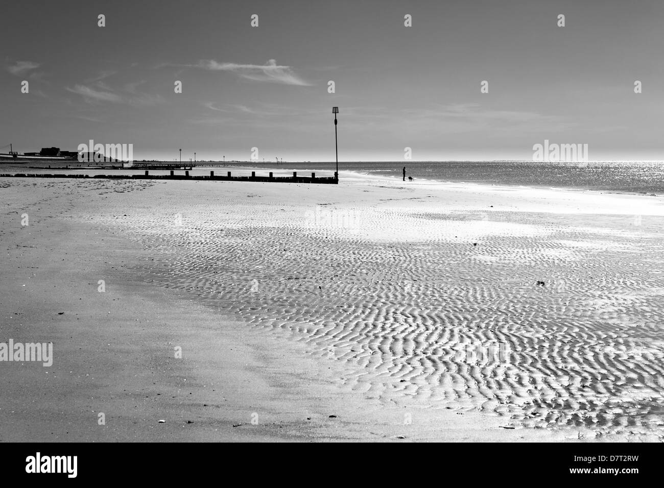 La spiaggia a Hunstanton nel pomeriggio la luce del sole Foto Stock