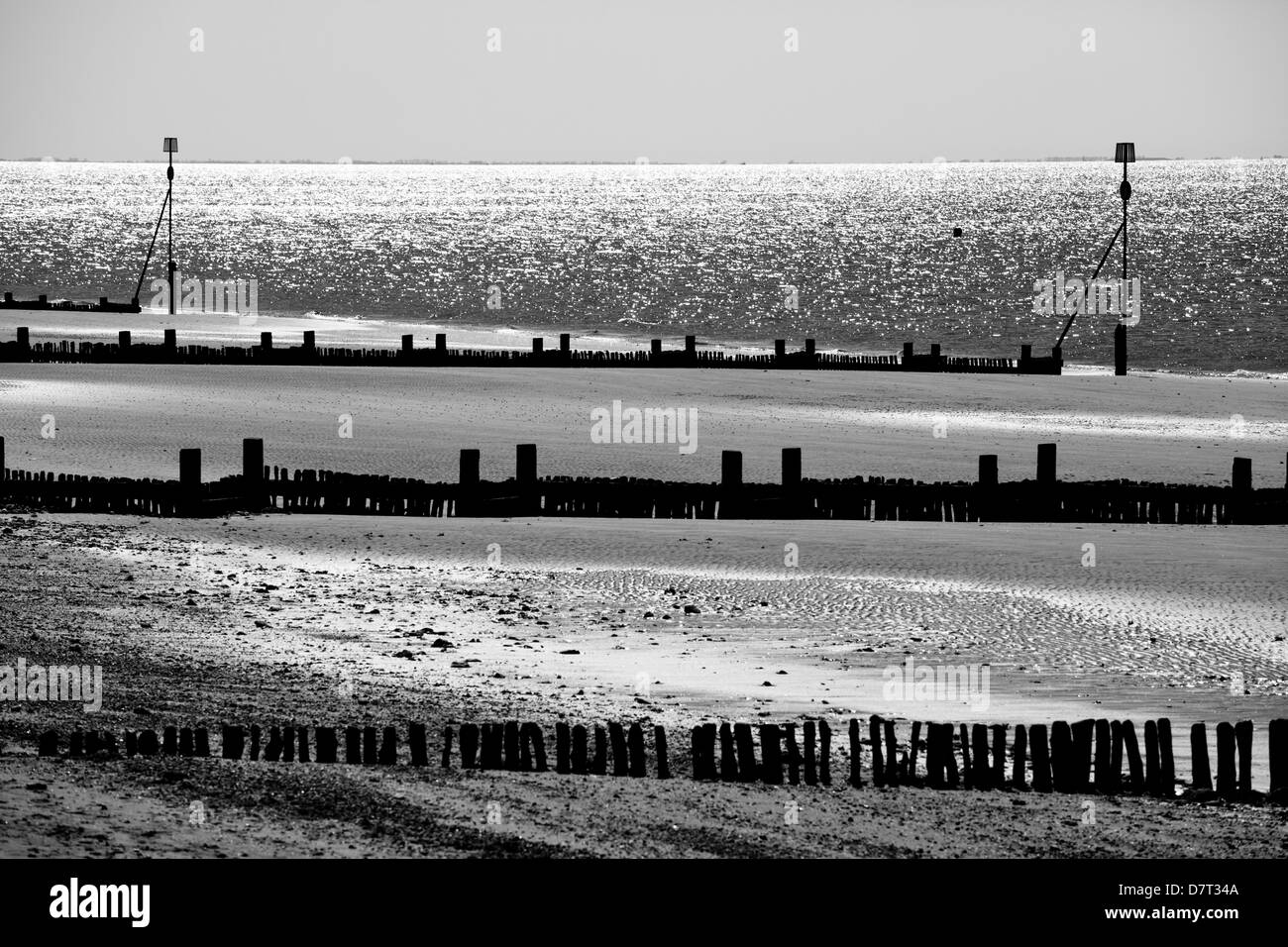 La spiaggia a Hunstanton nel pomeriggio la luce del sole Foto Stock