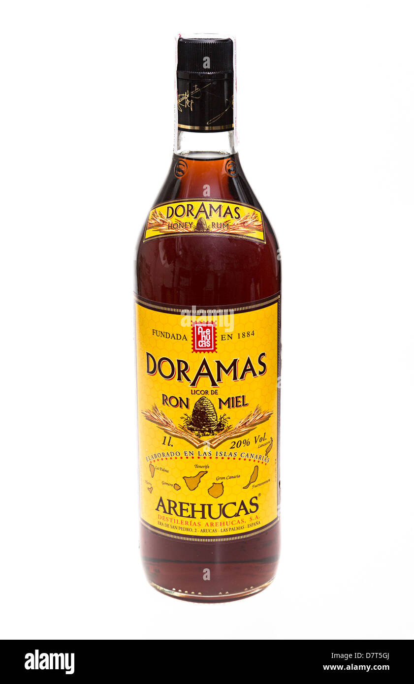 Realizzato localmente il rum con miele Ron Miel bere alcool, Isole Canarie, Spagna Foto Stock