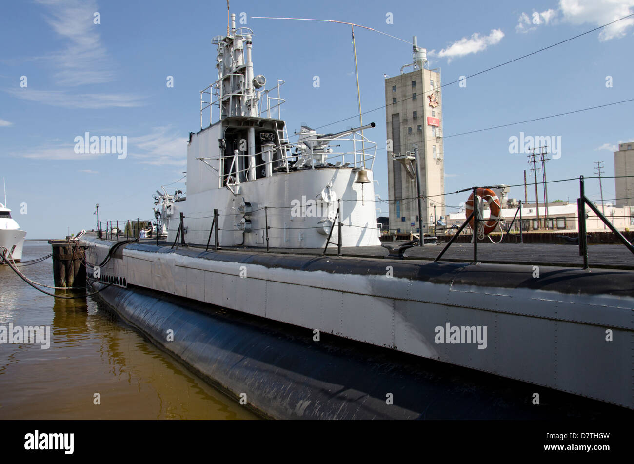 Wisconsin, Manitowoc. Wisconsin Maritime Museum di Manitowoc. II Guerra Mondiale sommergibile USS Cobia. Pietra miliare storica nazionale. Foto Stock