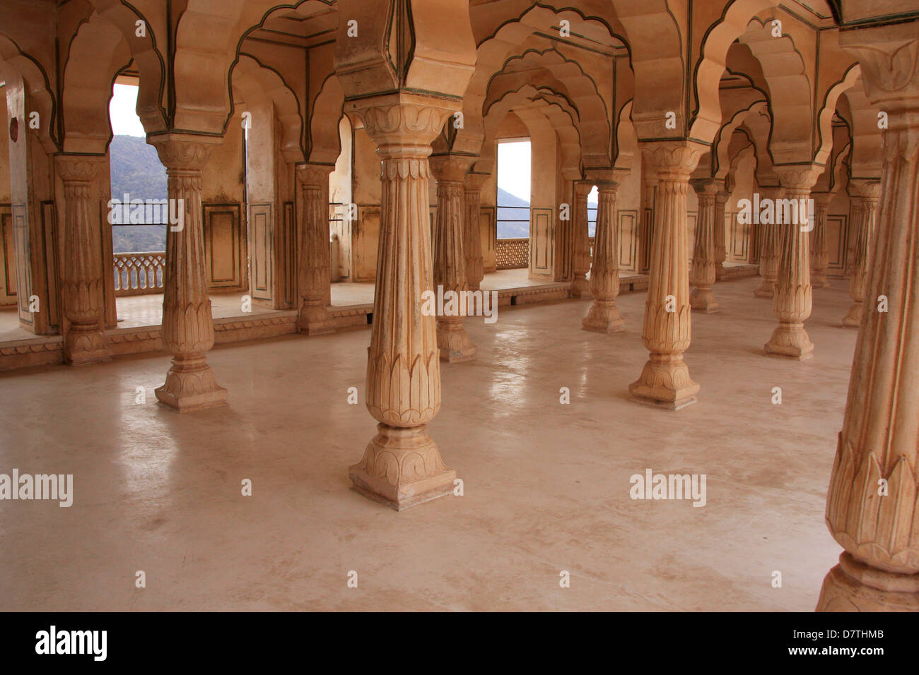 Colonna Hall, Amber Fort Jaipur, Rajasthan, India Foto Stock