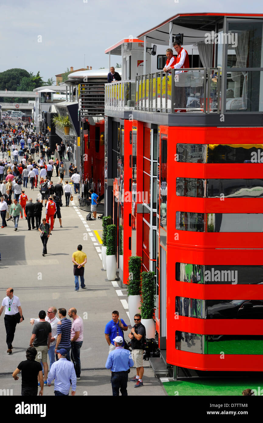 Montmelo, Spagna. Il 12 maggio 2013. paddock panoramica durante il Gran Premio di Formula Uno di Spagna sul Circuito de Catalunya race track a Montmelò vicino a Barcellona, SpainCredit: Kolvenbach/Alamy Live News Foto Stock