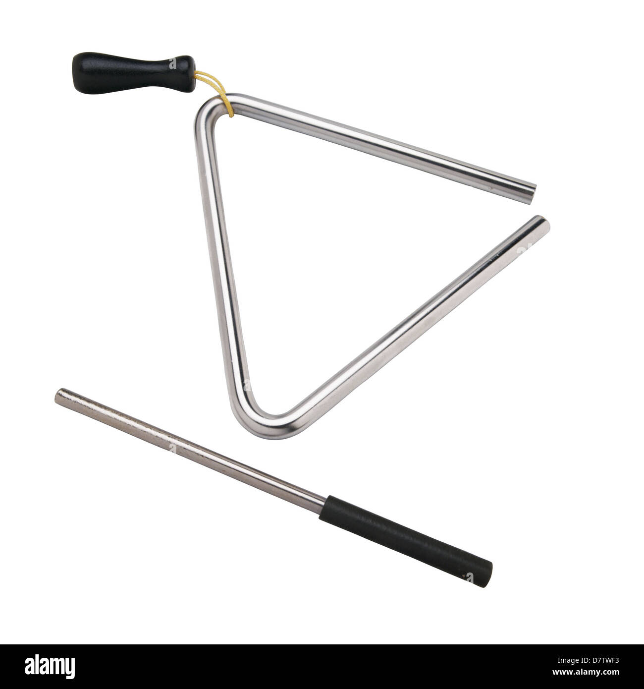Triangolo di metallo sul bianco , strumento musicale Foto stock - Alamy