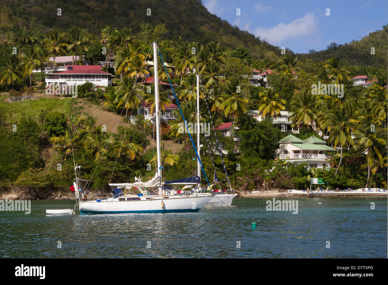 Marigot Bay, Santa Lucia, isole Windward, West Indies, dei Caraibi Foto Stock
