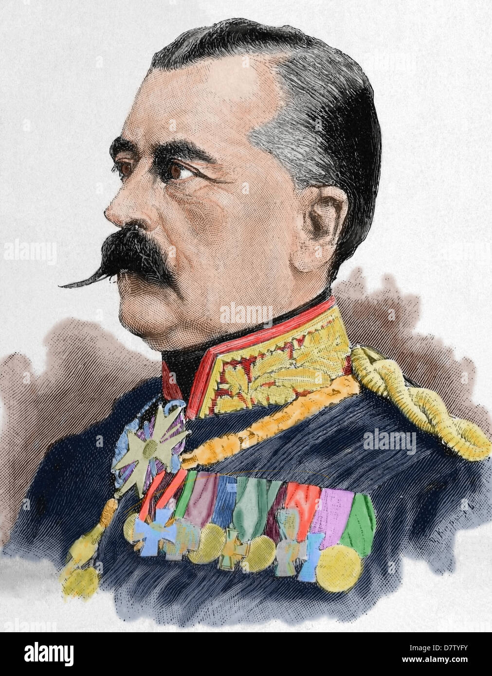 Il principe Carlo Antonio di Hohenzollern-Sigmaringen (1811-1885). Ritratto. Incisione. Colorati. Foto Stock