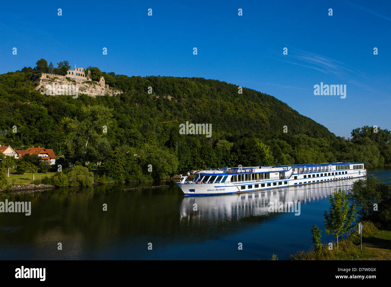 La nave di crociera sulla valle principale, Franconia, Baviera, Germania Foto Stock