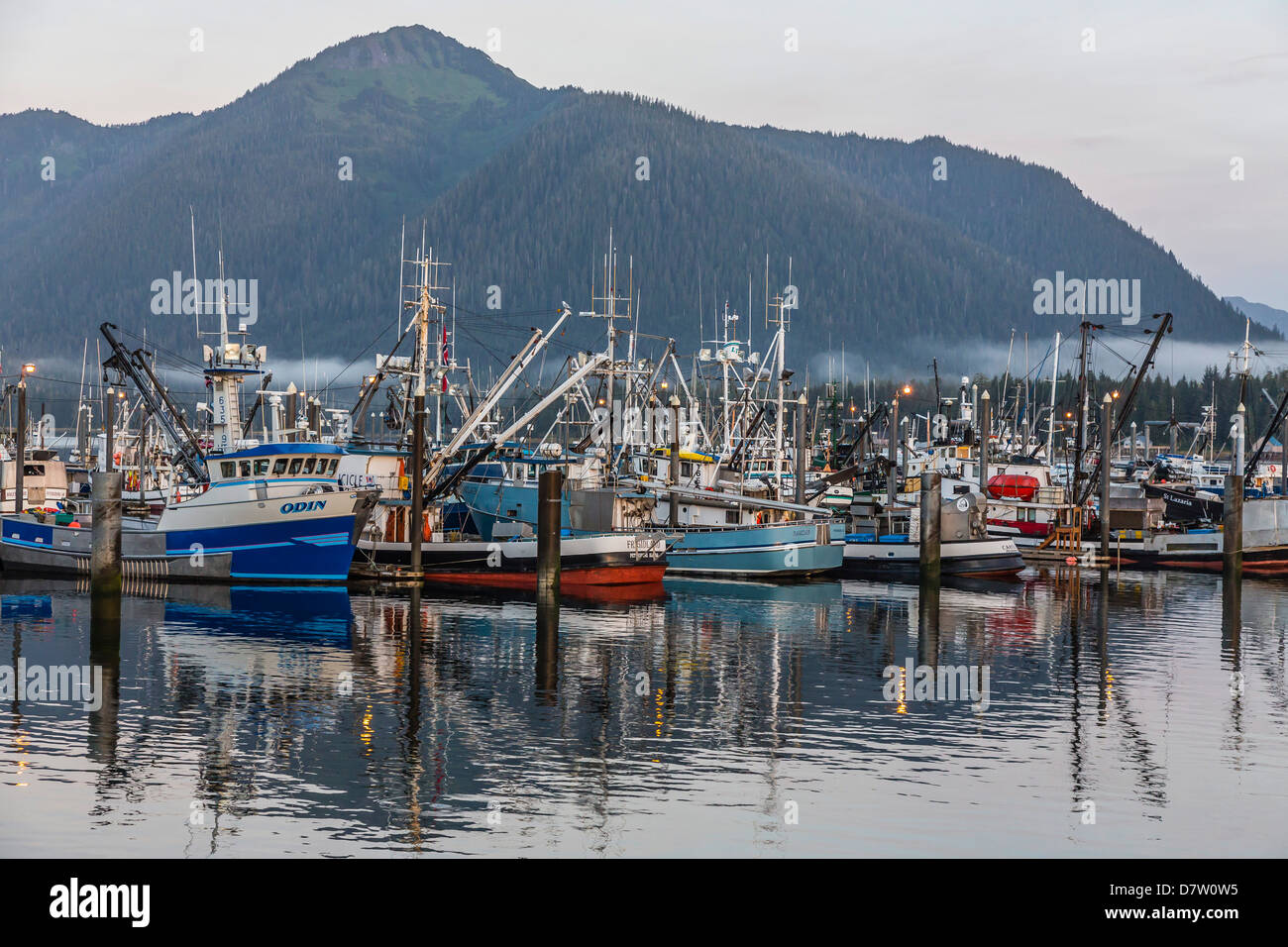 Il Norvegese cittadina di pescatori di San Pietroburgo, a sud-est di Alaska, STATI UNITI D'AMERICA Foto Stock