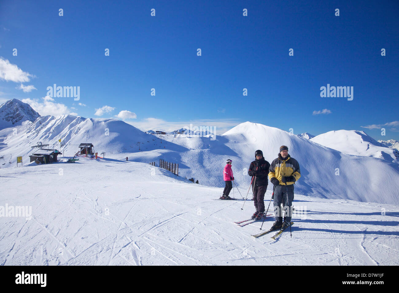 Vista dal Dos Rond, La Plagne, Savoie, sulle Alpi francesi, Francia Foto Stock
