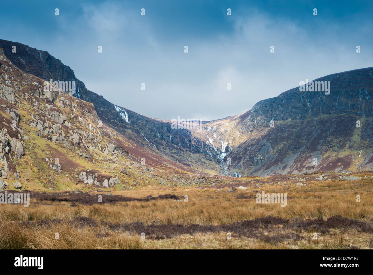 Il Comeragh montagne nel tardo inverno vicino a Mahon Falls, nella contea di Waterford, Irlanda Foto Stock