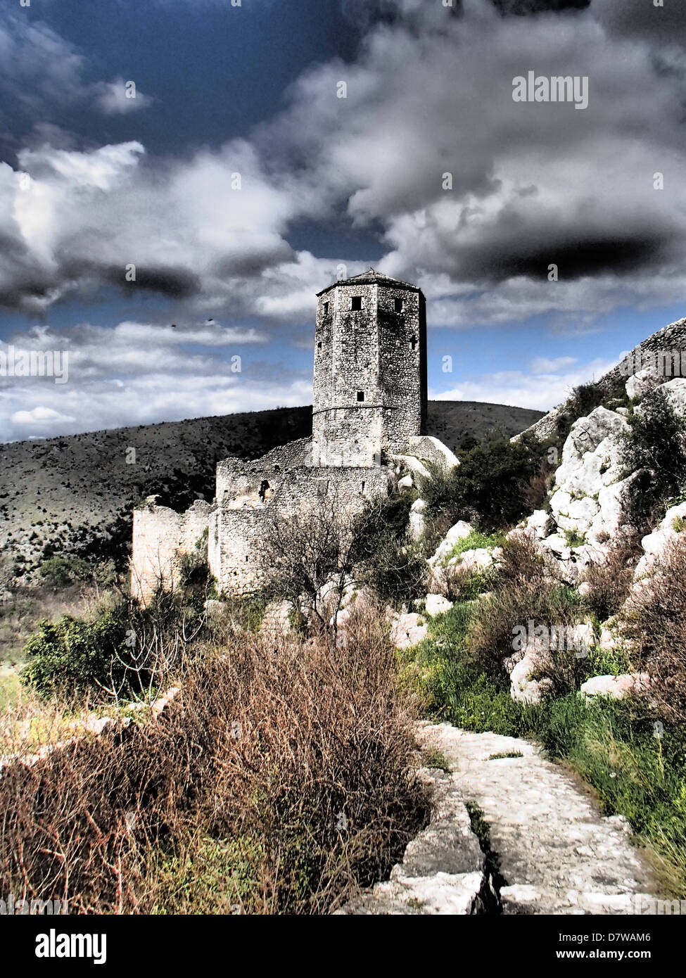 Rovine medievali in Bosnia, Pocitelj Foto Stock