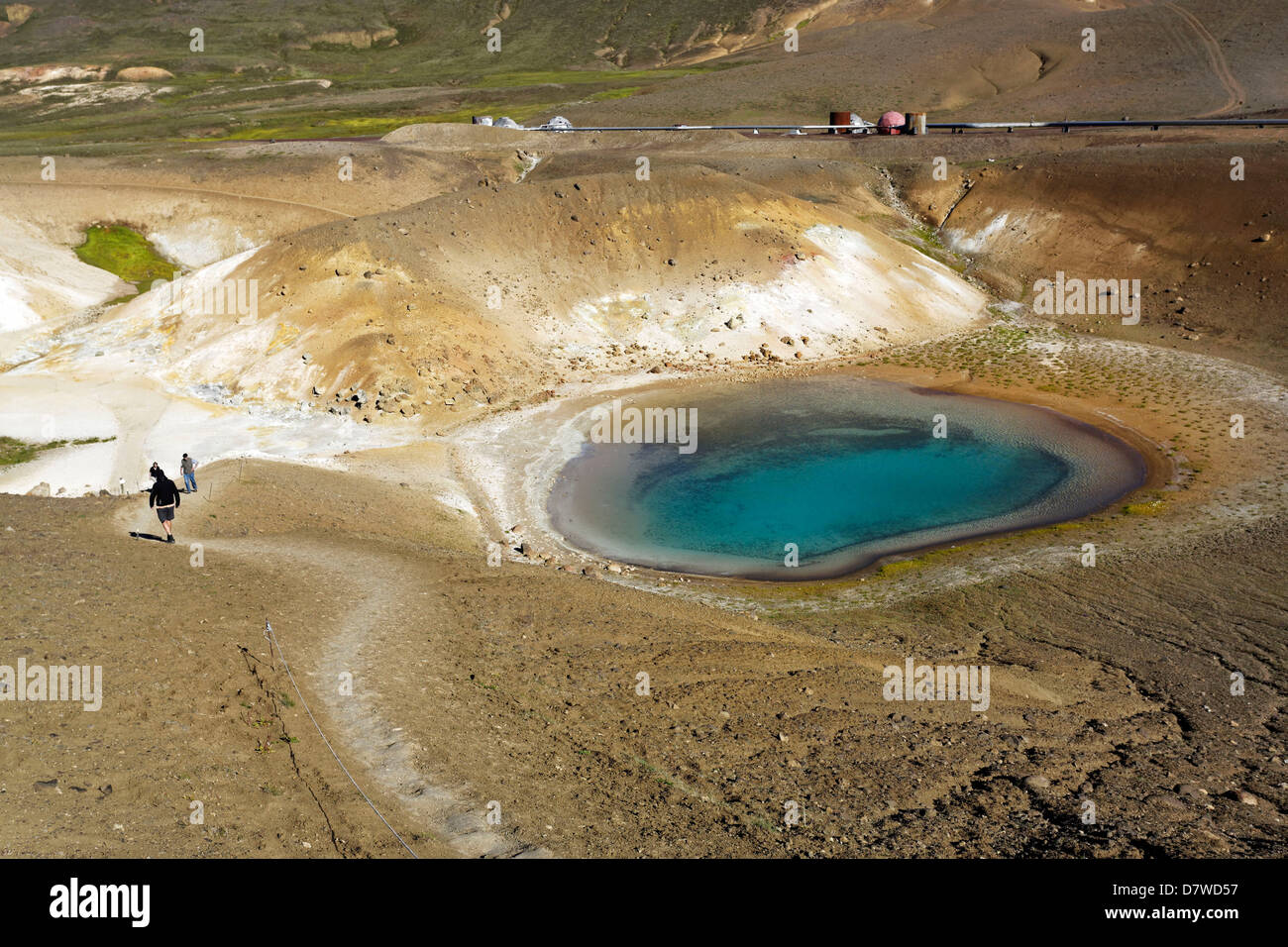 Il cratere Krafla riempito con acqua, Myvatn, Islanda. Foto Stock