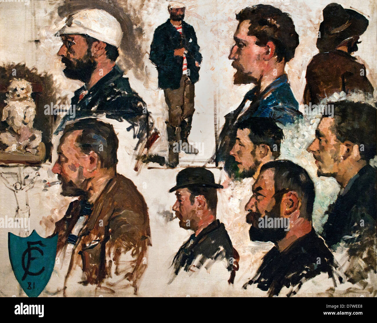 Studio delle teste maschio e un cane da Fernand Cormon 1845-1924 Francia - Francese Foto Stock