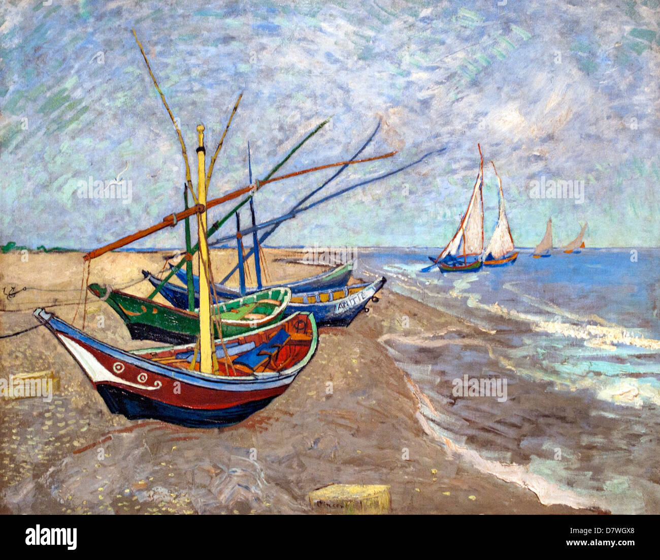 Tableau Sur Toile 'Le Barche' De Van Gogh - 70x50 Cm - Impression Numérique Italie - Pour Salon, Bureau, Chambre