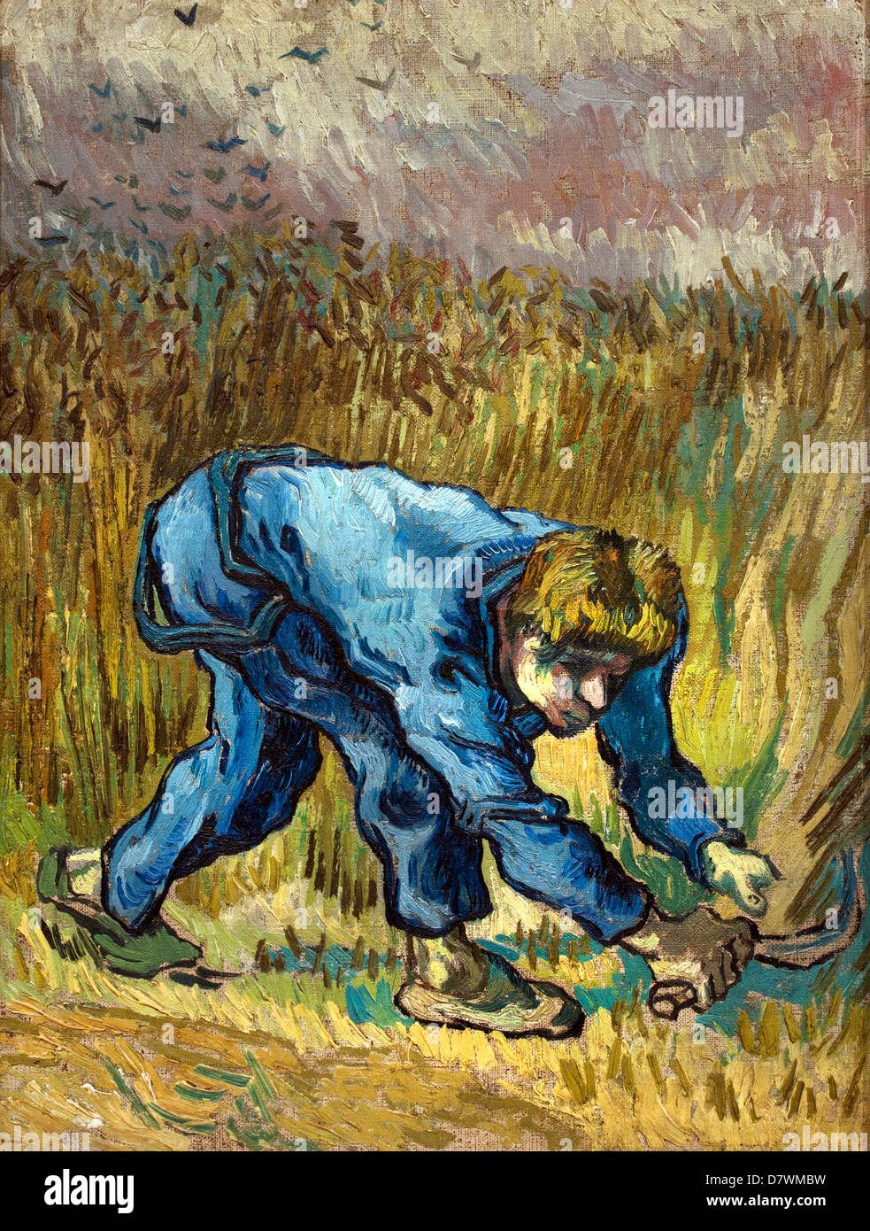 Reaper con la falce (dopo il miglio) 1889. Vincent van Gogh 1853 - 1890 Paesi Bassi olandese Post Impressionismo Foto Stock