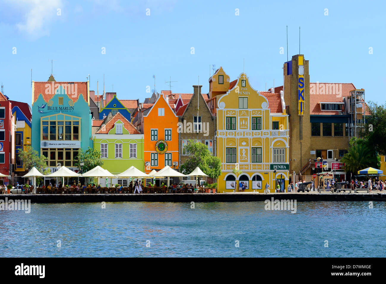 Handelskade case mercantili Willemstad Curacao Curaҫao olandese isola dei Caraibi Paesi Bassi Foto Stock