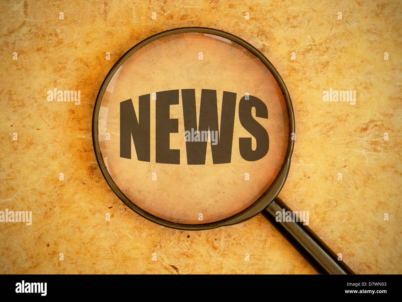 Titolo news, lente di ingrandimento Foto Stock