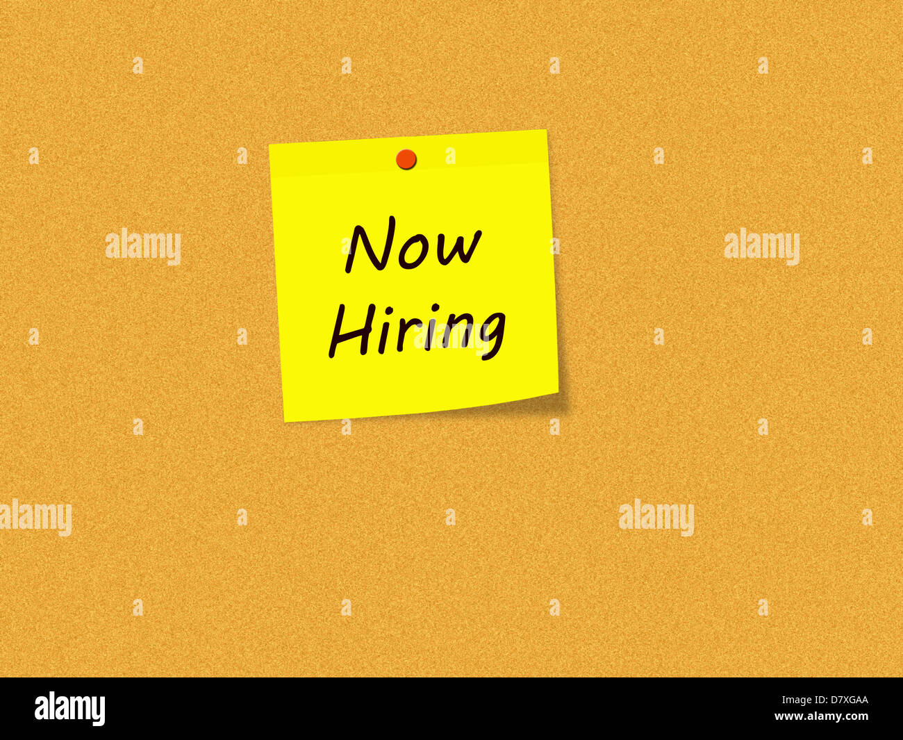 Ora Affitto sul bigliettino giallo sulla bacheca facendo un grande concetto Foto Stock