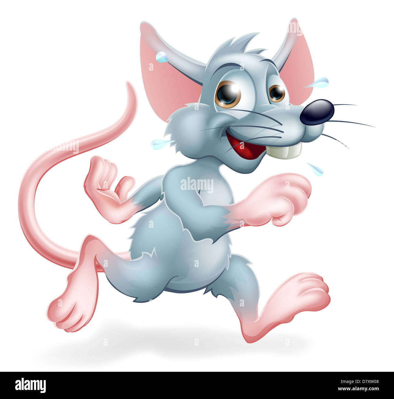 Illustrazione di un fumetto personaggio di ratto in esecuzione una illustrazione concettuale per la corsa del ratto forse. Foto Stock