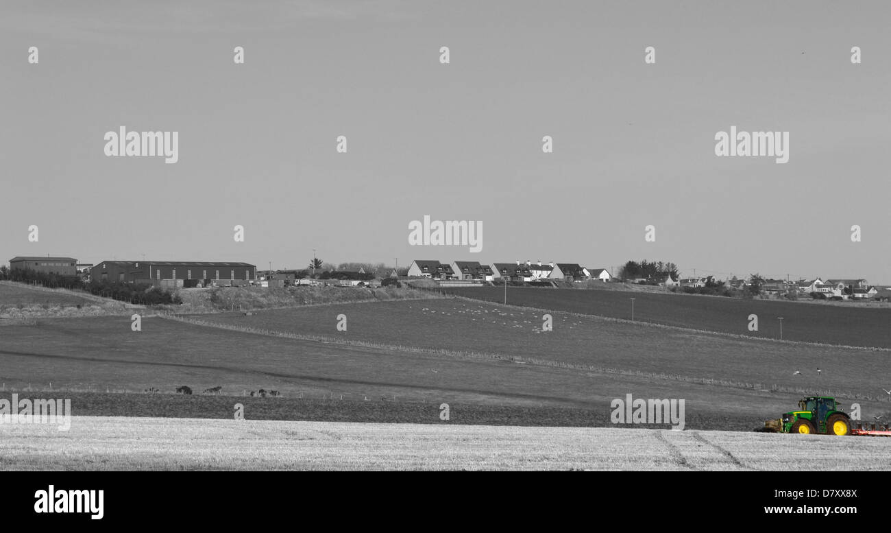 Il trattore arare un campo. Foto Stock