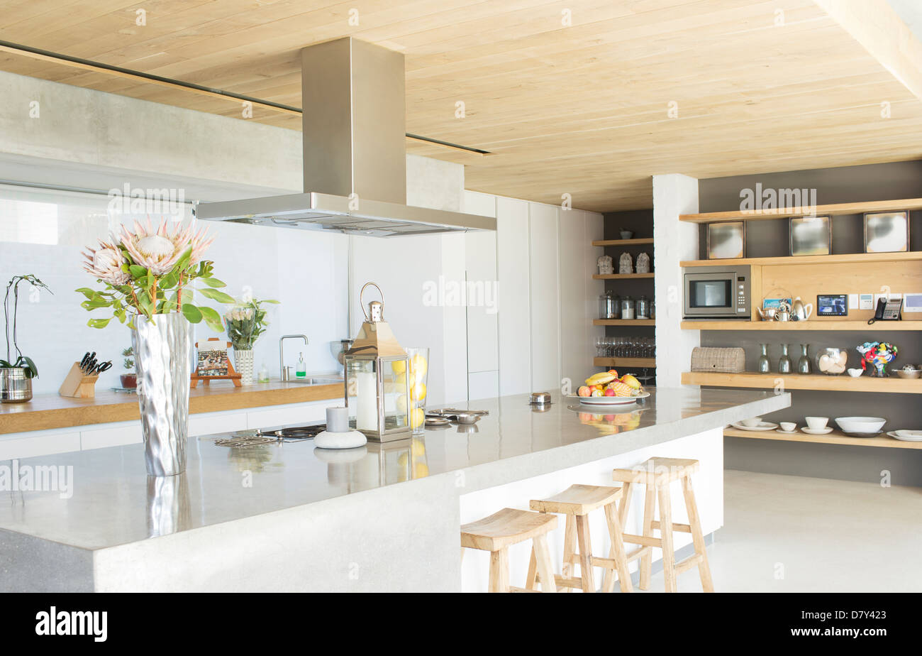 Counter top in cucina moderna Foto Stock