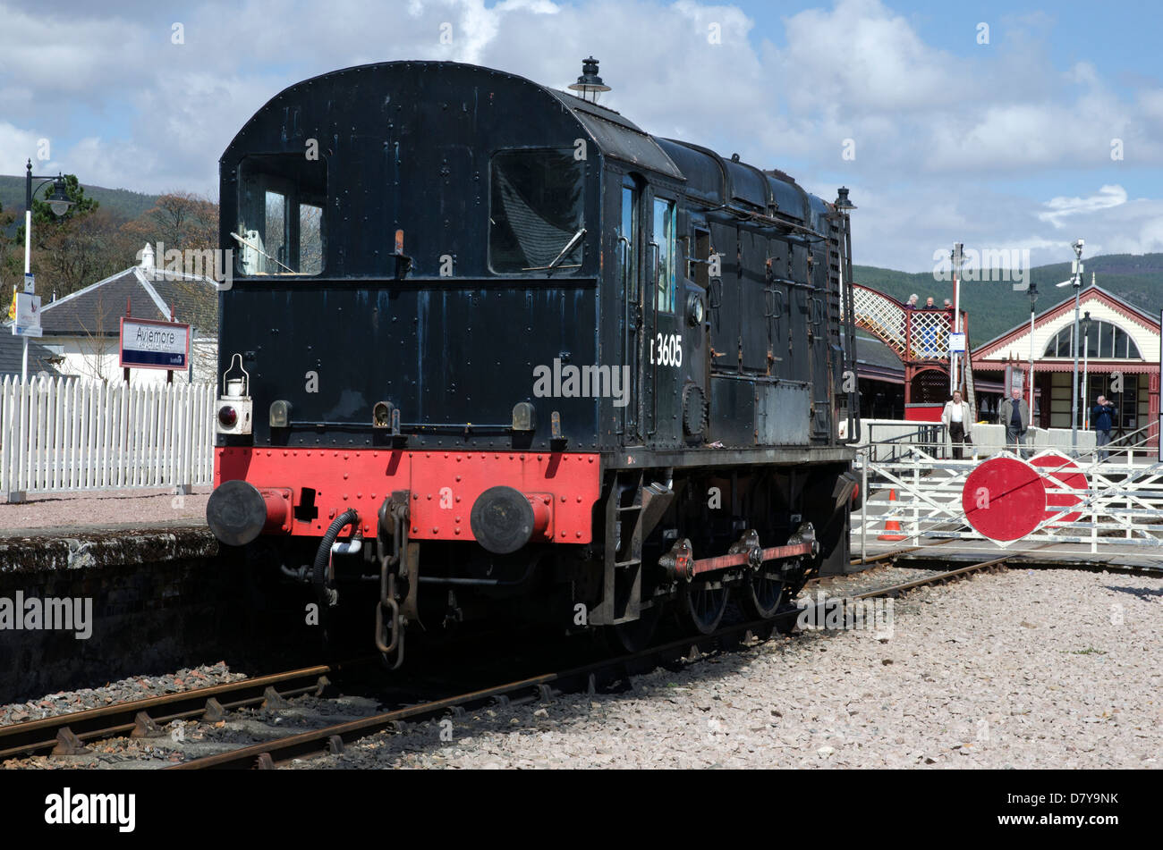 Diesel-elettrico deviatore,Br,0-6-0,350hp,D3605,aviemore station,highlands,Scozia Scotland Foto Stock