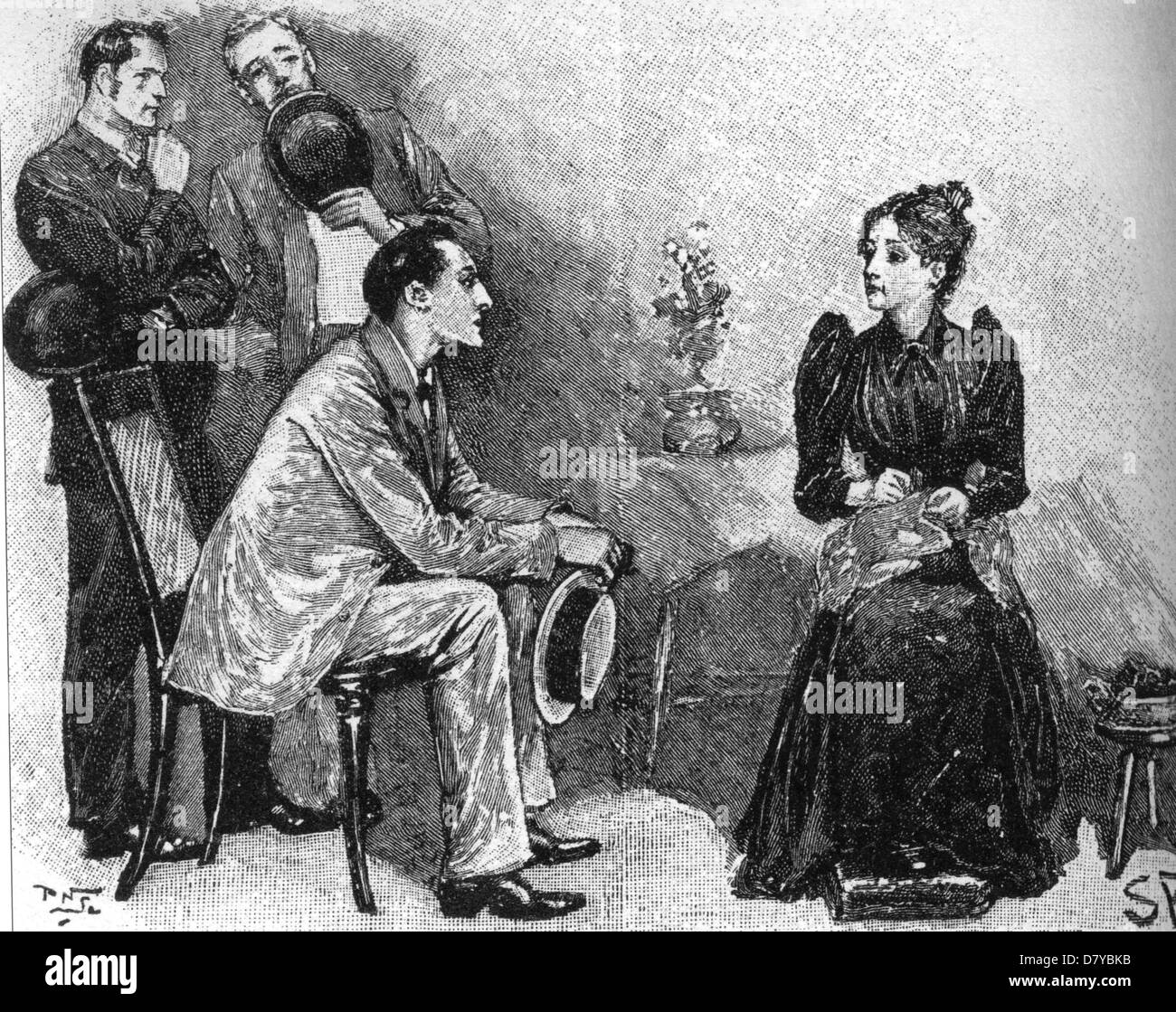 L'AVVENTURA DELLA SCATOLA DI CARTONE 1892 breve racconto di Arthur Conan Doyle illustrato da Sidney Paget. Holmes con Susan Cushing Foto Stock