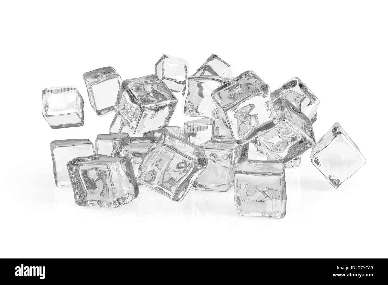 Cubetti di ghiaccio su sfondo bianco Foto Stock