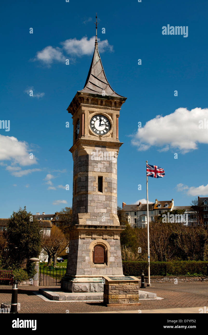 Il Giubileo di Diamante di Clock Tower, Exmouth, Devon, Inghilterra, Regno Unito Foto Stock