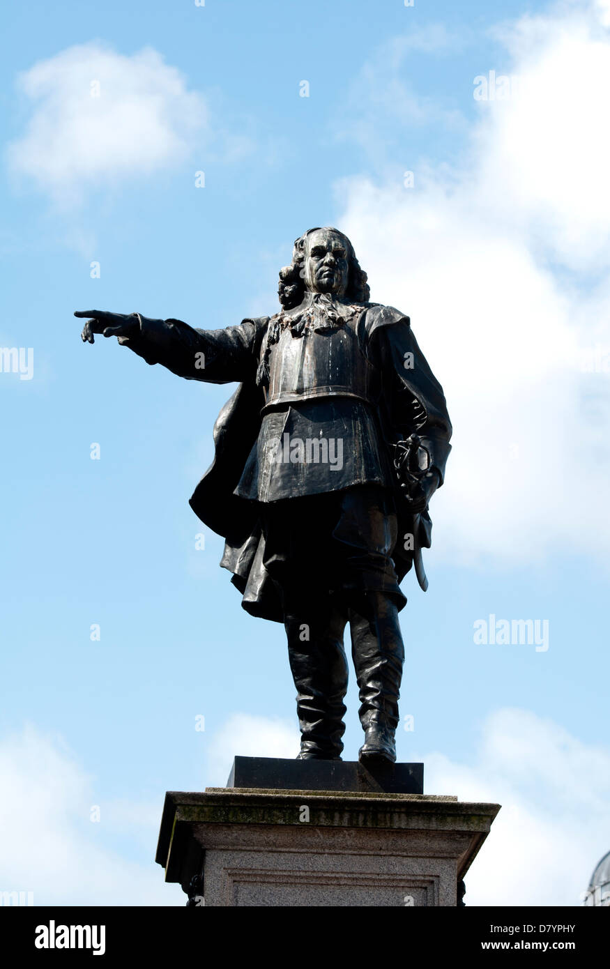 Admiral Robert Blake statua, Bridgwater, Somerset, Inghilterra, Regno Unito Foto Stock