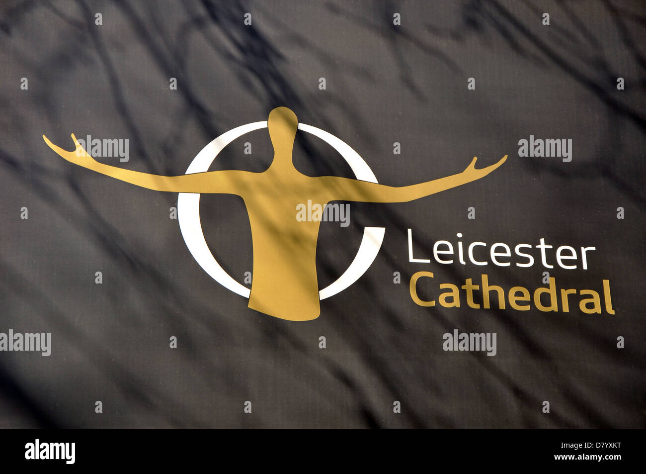 Cattedrale di Leicester segno, Leicester, England, Regno Unito Foto Stock