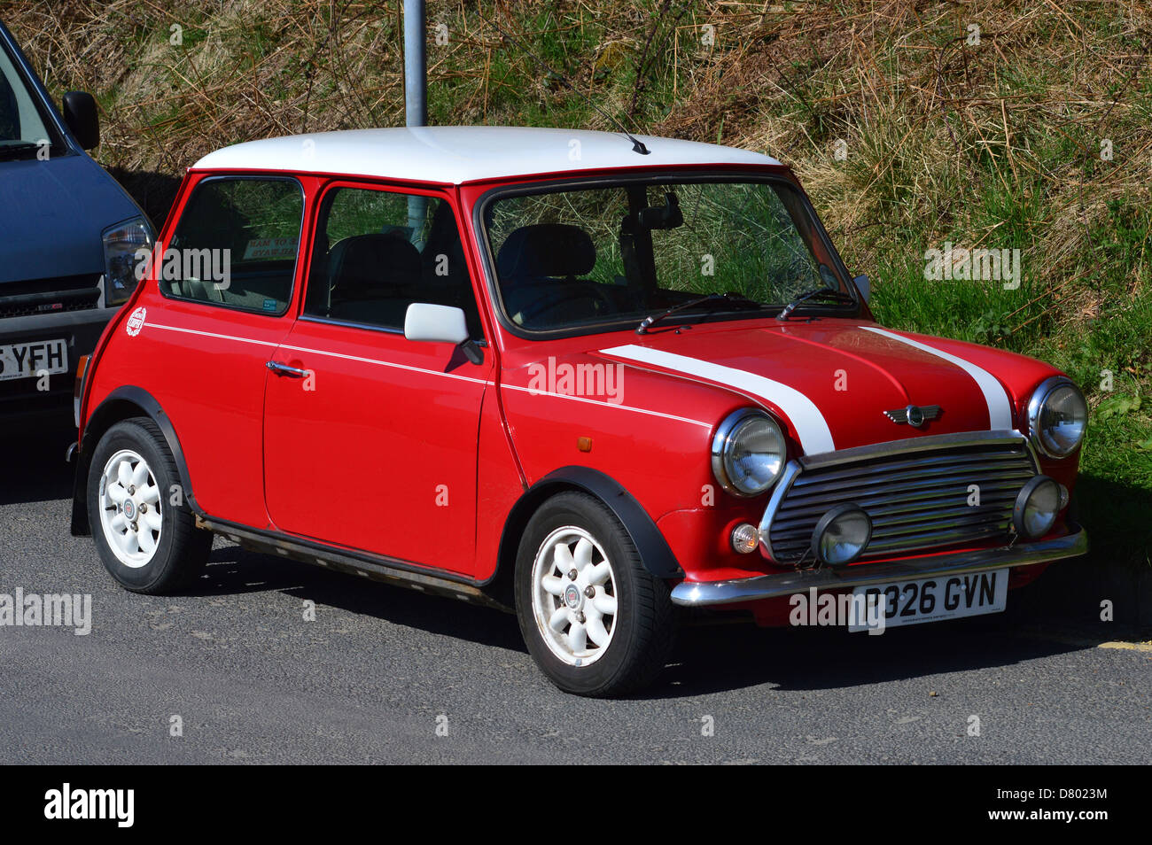 Mini Cooper automobile auto auto classica rosso bianco Italian job Foto Stock