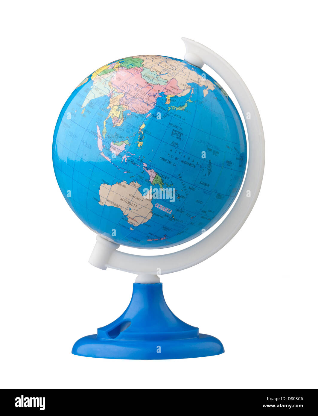 Globo terrestre di apprendimento sulla mappa del mondo Foto Stock