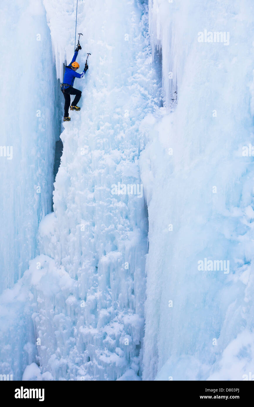 Scalatore caucasica ghiacciaio di scala Foto Stock