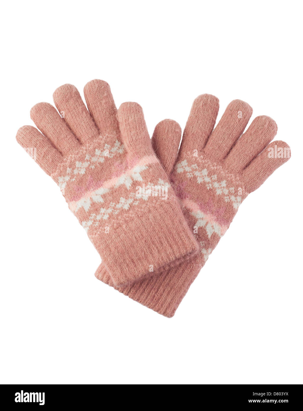 Maglia di lana guanti isolati su sfondo bianco Foto Stock