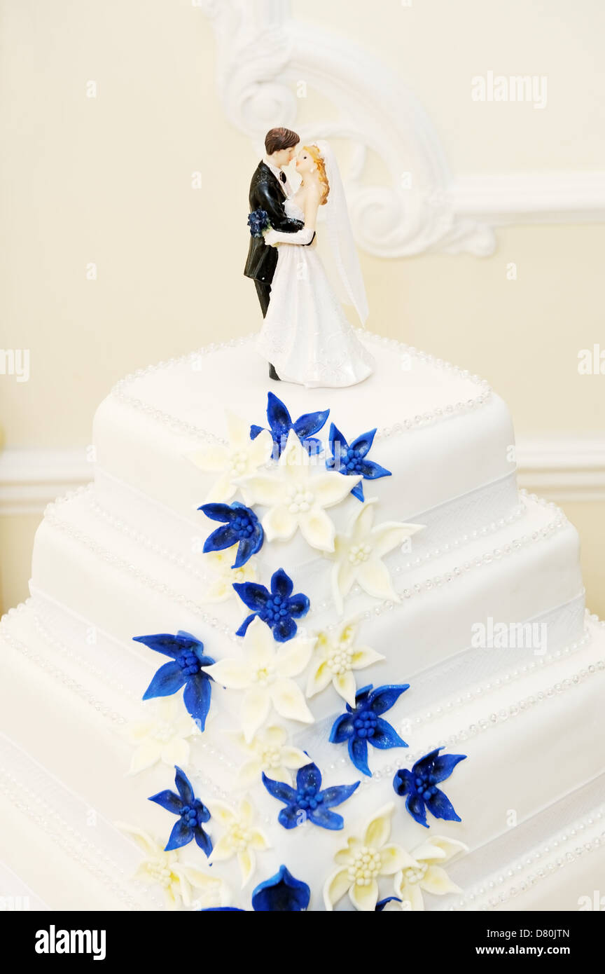 Primo piano dettaglio della torta nuziale decorazione Foto Stock