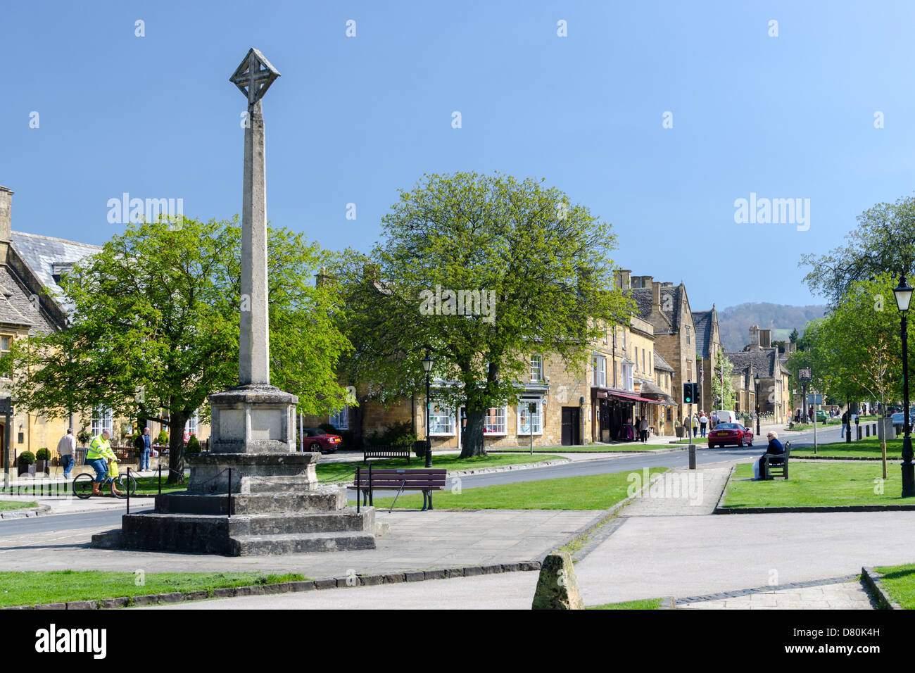 Broadway verde villaggio in Cotswolds Foto Stock